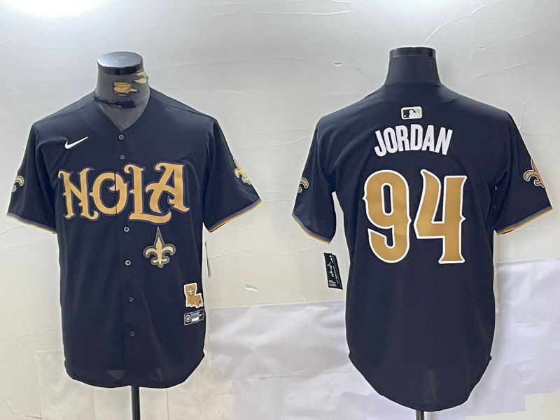 Men New Orleans Saints #94 Jordan Black Joint Name 2024 Nike Limited NFL Jersey style 3